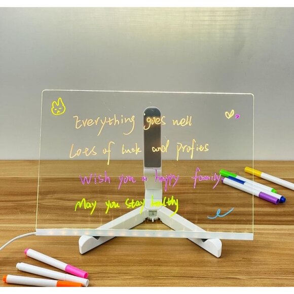 LED Note Board with Colors - Led Acrylic Dry Erase Board with Light & Adjustable - Picture 1 of 4